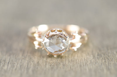 ANTIQUE ROSE CUT DIAMOND  SOLITAIRE RING - SinCityFinds Jewelry