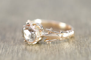 ANTIQUE ROSE CUT DIAMOND  SOLITAIRE RING - SinCityFinds Jewelry