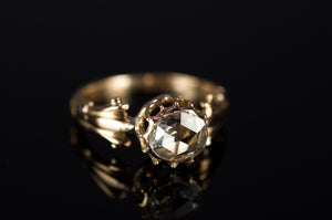 ANTIQUE ROSE CUT DIAMOND  SOLITAIRE RING - SinCityFinds Jewelry