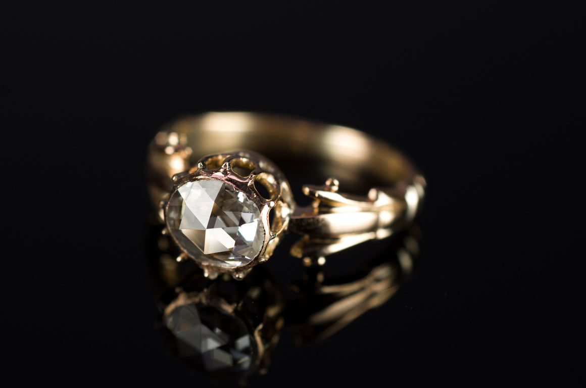 ANTIQUE ROSE CUT DIAMOND  SOLITAIRE RING - SinCityFinds Jewelry