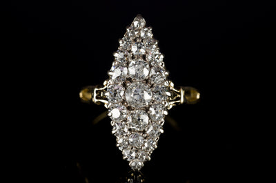1.75CTW VICTORIAN OLD MINE CUT DIAMOND NAVETTE RING - SinCityFinds Jewelry
