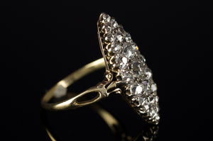 1.75CTW VICTORIAN OLD MINE CUT DIAMOND NAVETTE RING - SinCityFinds Jewelry