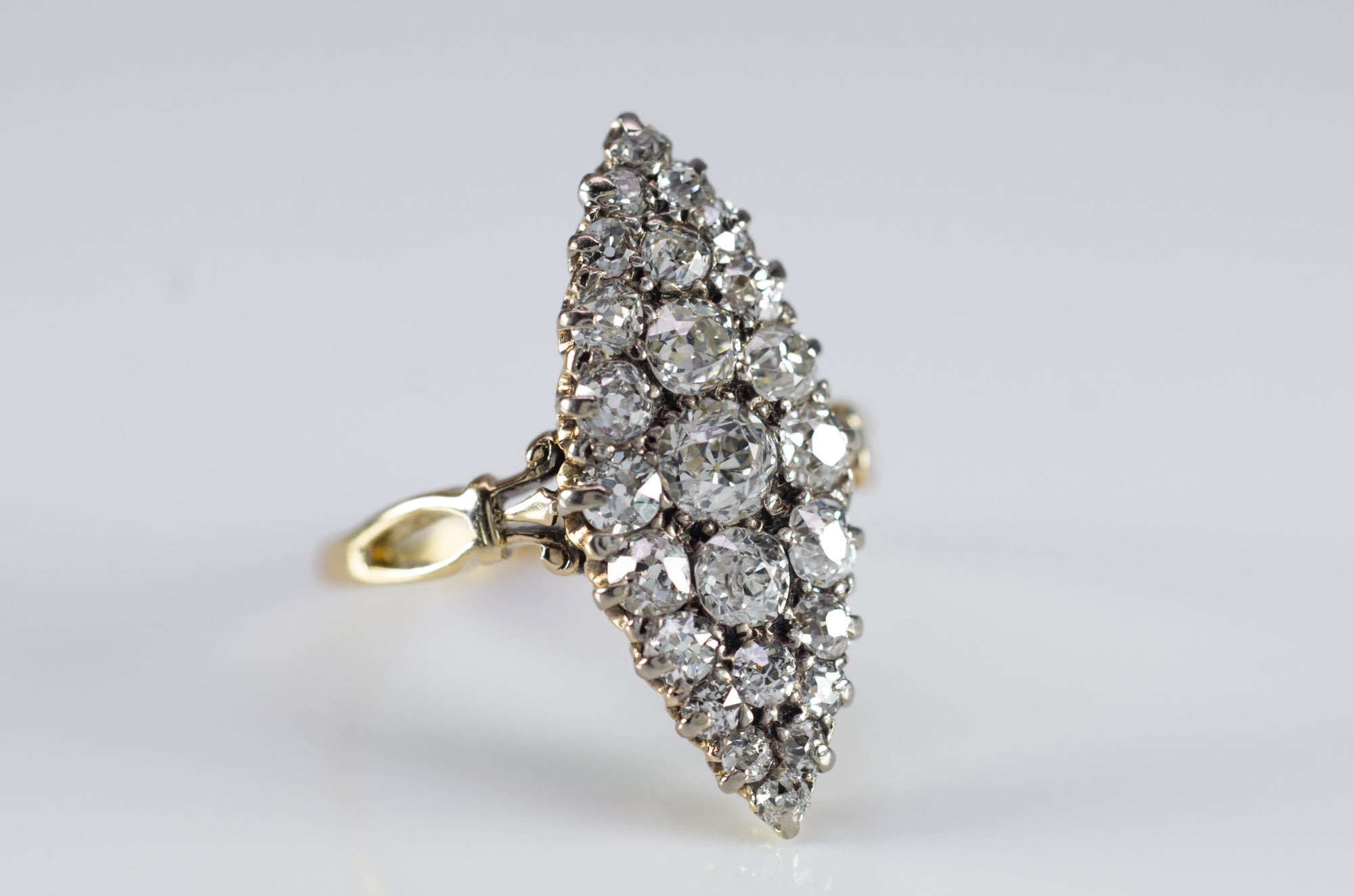 1.75CTW VICTORIAN OLD MINE CUT DIAMOND NAVETTE RING - SinCityFinds Jewelry