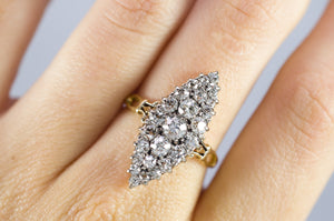 1.75CTW VICTORIAN OLD MINE CUT DIAMOND NAVETTE RING - SinCityFinds Jewelry