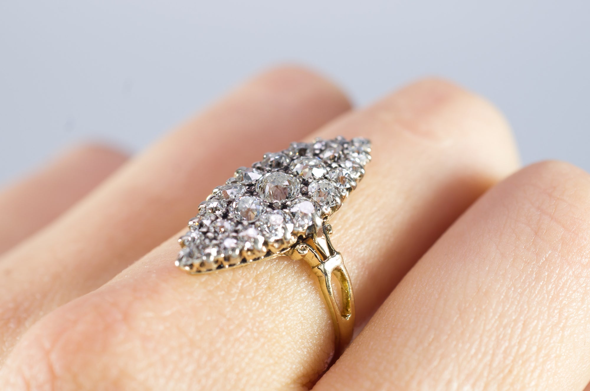 1.75CTW VICTORIAN OLD MINE CUT DIAMOND NAVETTE RING - SinCityFinds Jewelry