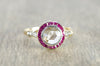 ANTIQUE FRENCH ROSE CUT TARGET RING WITH RUBY HALO - SinCityFinds Jewelry