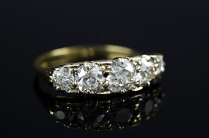 1.80CTW ANTIQUE FIVE STONE OLD CUT DIAMOND BAND - SinCityFinds Jewelry