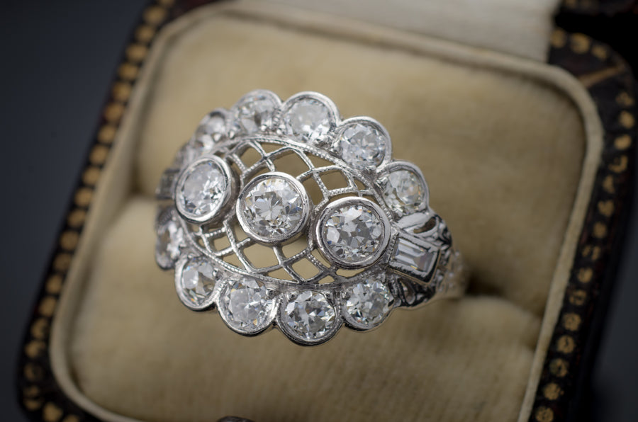1.8CTW EDWARDIAN PLATINUM AND DIAMOND RING - SinCityFinds Jewelry