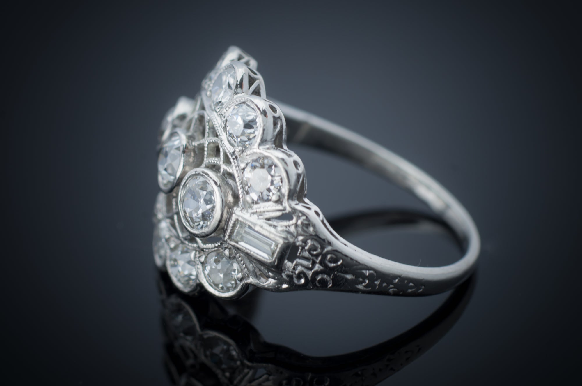 1.8CTW EDWARDIAN PLATINUM AND DIAMOND RING - SinCityFinds Jewelry