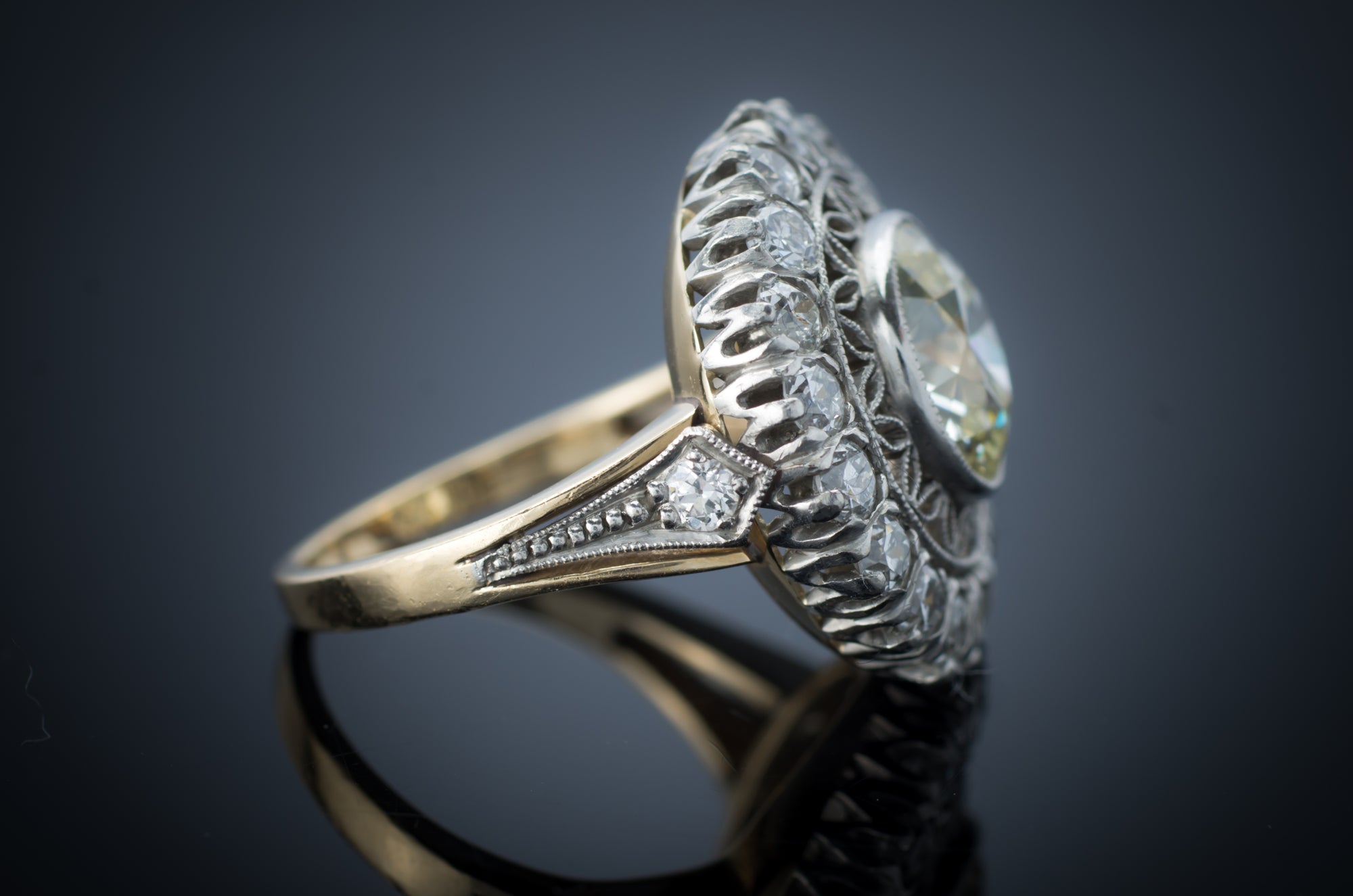 EDWARDIAN INSPIRED HALO SEMI MOUNT - SinCityFinds Jewelry