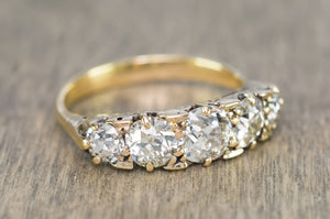 1.80CTW ANTIQUE FIVE STONE OLD CUT DIAMOND BAND - SinCityFinds Jewelry