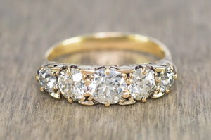 1.80CTW ANTIQUE FIVE STONE OLD CUT DIAMOND BAND - SinCityFinds Jewelry