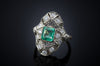 EMERALD AND DIAMOND NAVETTE SHAPE RING - SinCityFinds Jewelry