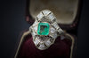 EMERALD AND DIAMOND NAVETTE SHAPE RING - SinCityFinds Jewelry