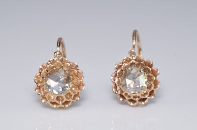 ANTIQUE DANGLE ROSE CUT DIAMOND EARRINGS - SinCityFinds Jewelry