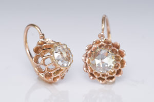 ANTIQUE DANGLE ROSE CUT DIAMOND EARRINGS - SinCityFinds Jewelry