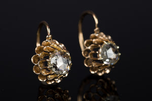 ANTIQUE DANGLE ROSE CUT DIAMOND EARRINGS - SinCityFinds Jewelry