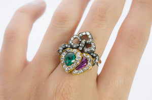 VICTORIAN TWIN HEARTS CONVERSION RING - SinCityFinds Jewelry