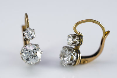 1.22CTW EDWARDIAN OEC DIAMOND EARRINGS - SinCityFinds Jewelry