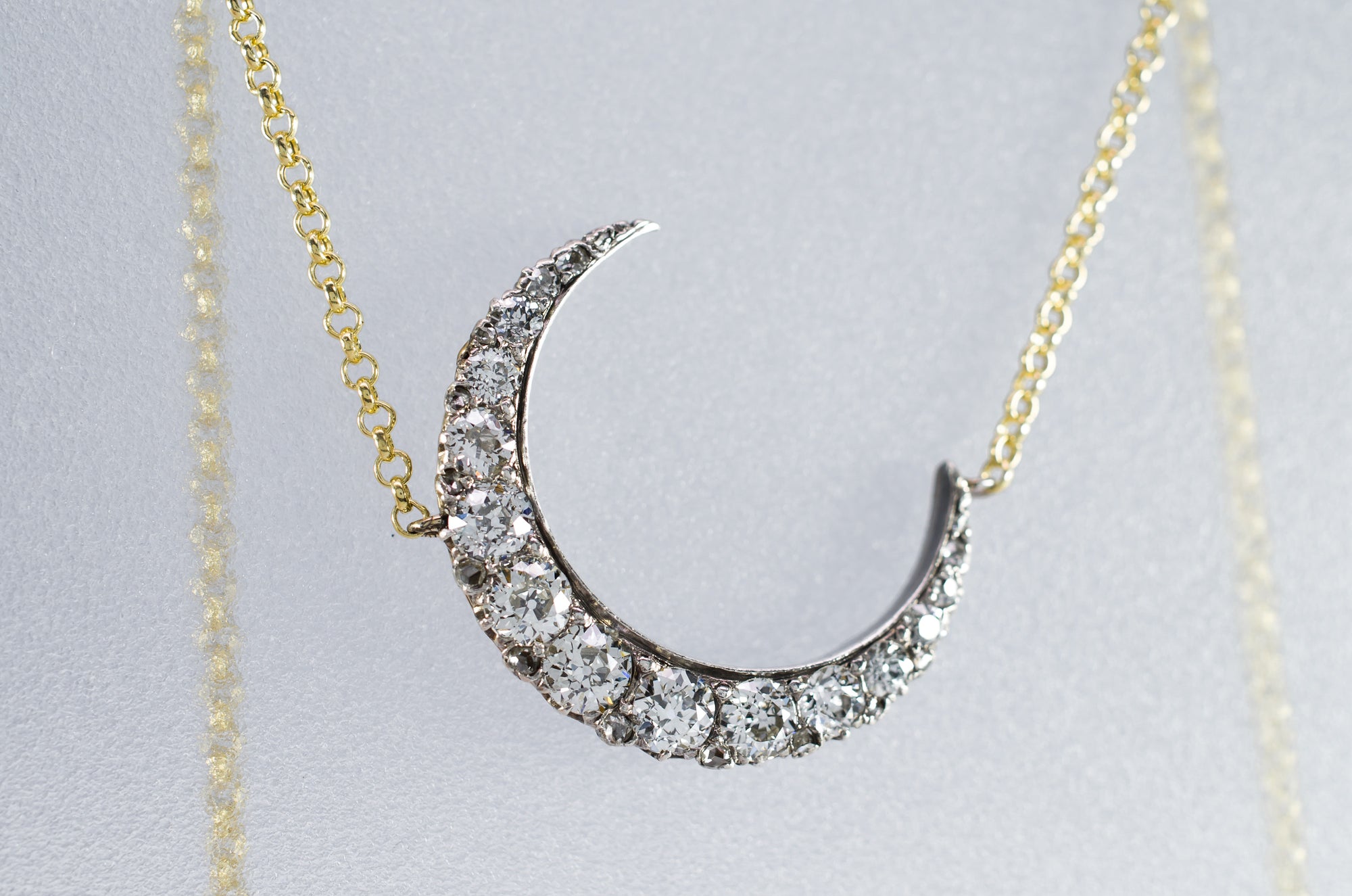 2.15CTW  ANTIQUE CRESCENT MOON BROOCH CONVERSION - SinCityFinds Jewelry