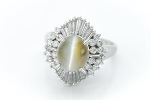 CATS EYE CHRYSOBERYL BALLERINA RING - SinCityFinds Jewelry