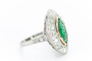 MARQUISE EMERALD ON FRENCH CUT DIAMOND HALO - SinCityFinds Jewelry