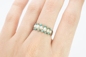 ANTIQUE SPLIT PEARL AND TURQUOISE RING - SinCityFinds Jewelry