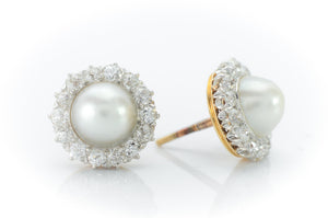 EDWARDIAN PEARL AND DIAMOND EARRINGS - SinCityFinds Jewelry