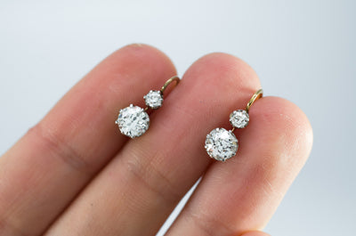 1.22CTW EDWARDIAN OEC DIAMOND EARRINGS - SinCityFinds Jewelry