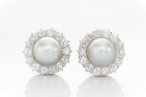 EDWARDIAN PEARL AND DIAMOND EARRINGS - SinCityFinds Jewelry