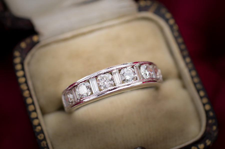1.10CTW DIAMOND AND BAGUETTE HALF BAND - SinCityFinds Jewelry