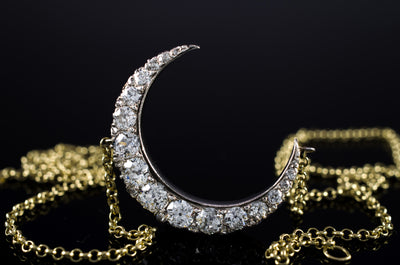 2.15CTW  ANTIQUE CRESCENT MOON BROOCH CONVERSION - SinCityFinds Jewelry