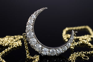 2.15CTW  ANTIQUE CRESCENT MOON BROOCH CONVERSION - SinCityFinds Jewelry