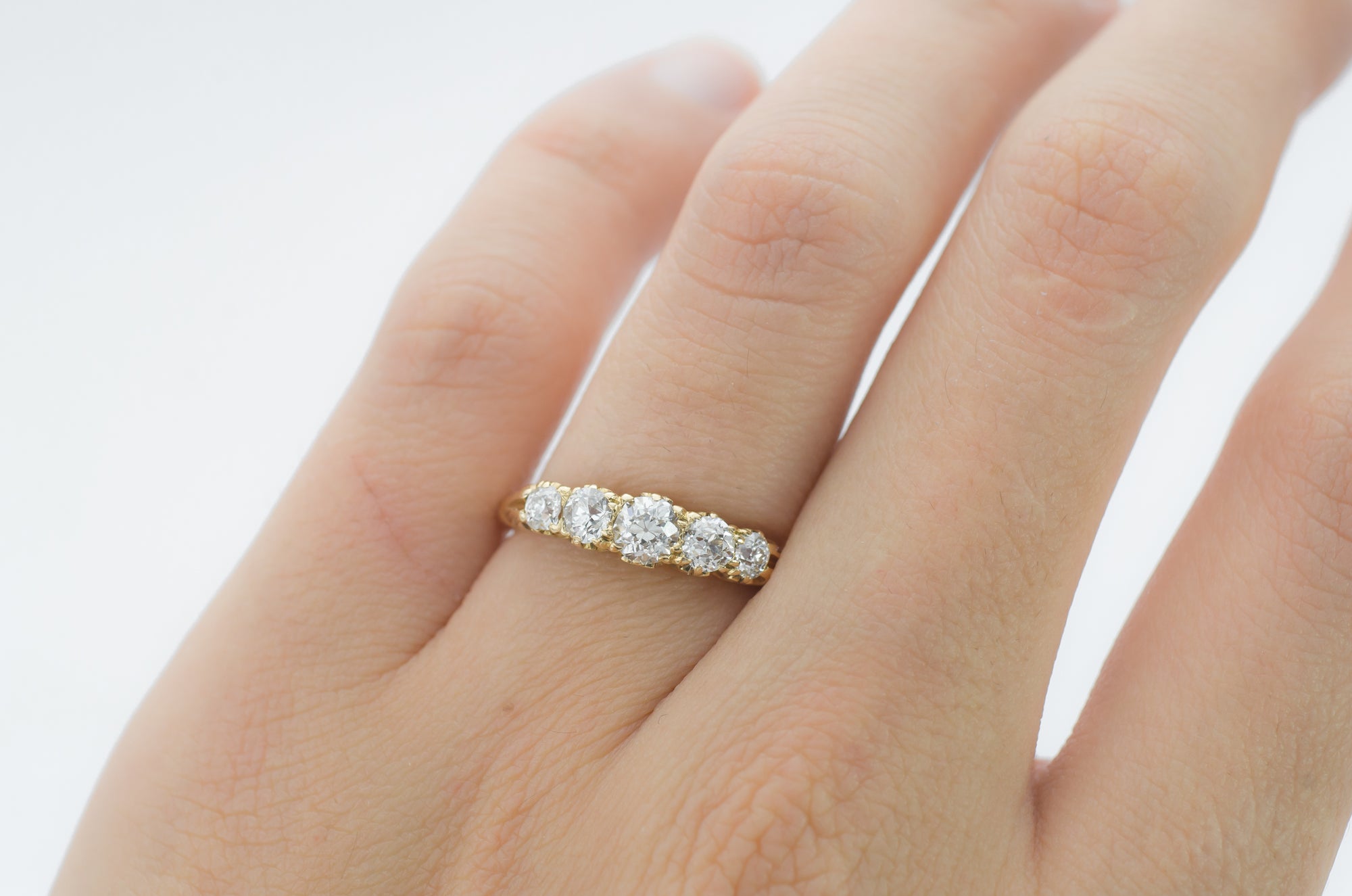 0.80CTW OLD EUROPEAN CUT HALF HOOP BAND - SinCityFinds Jewelry