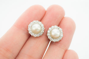 EDWARDIAN PEARL AND DIAMOND EARRINGS - SinCityFinds Jewelry