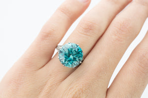 11CT BLUE ZIRCON SOLITAIRE WITH ACCENTS - SinCityFinds Jewelry