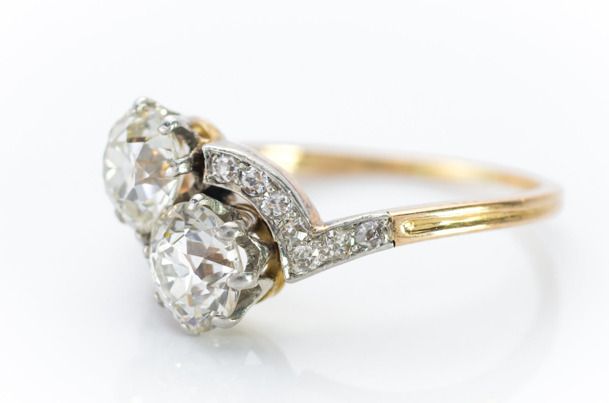 1.80CTW ANTIQUE TOI ET MOI EUROPEAN CUT DIAMOND RING - SinCityFinds Jewelry