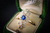 SAPPHIRE AND OLD CUT DIAMOND ANTIQUE BOW RING - SinCityFinds Jewelry