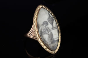 GEORGIAN MINIATURE PAINTING RING 1782 - SinCityFinds Jewelry