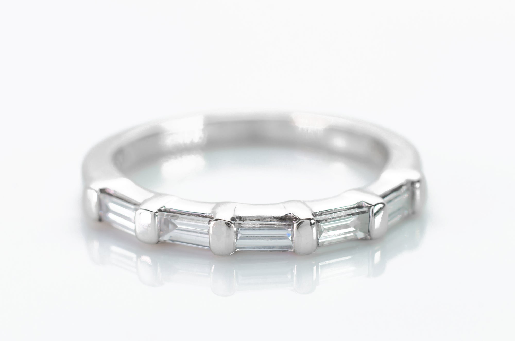 0.50CTW LONG BAGUETTE HALF ETERNITY BAND - SinCityFinds Jewelry