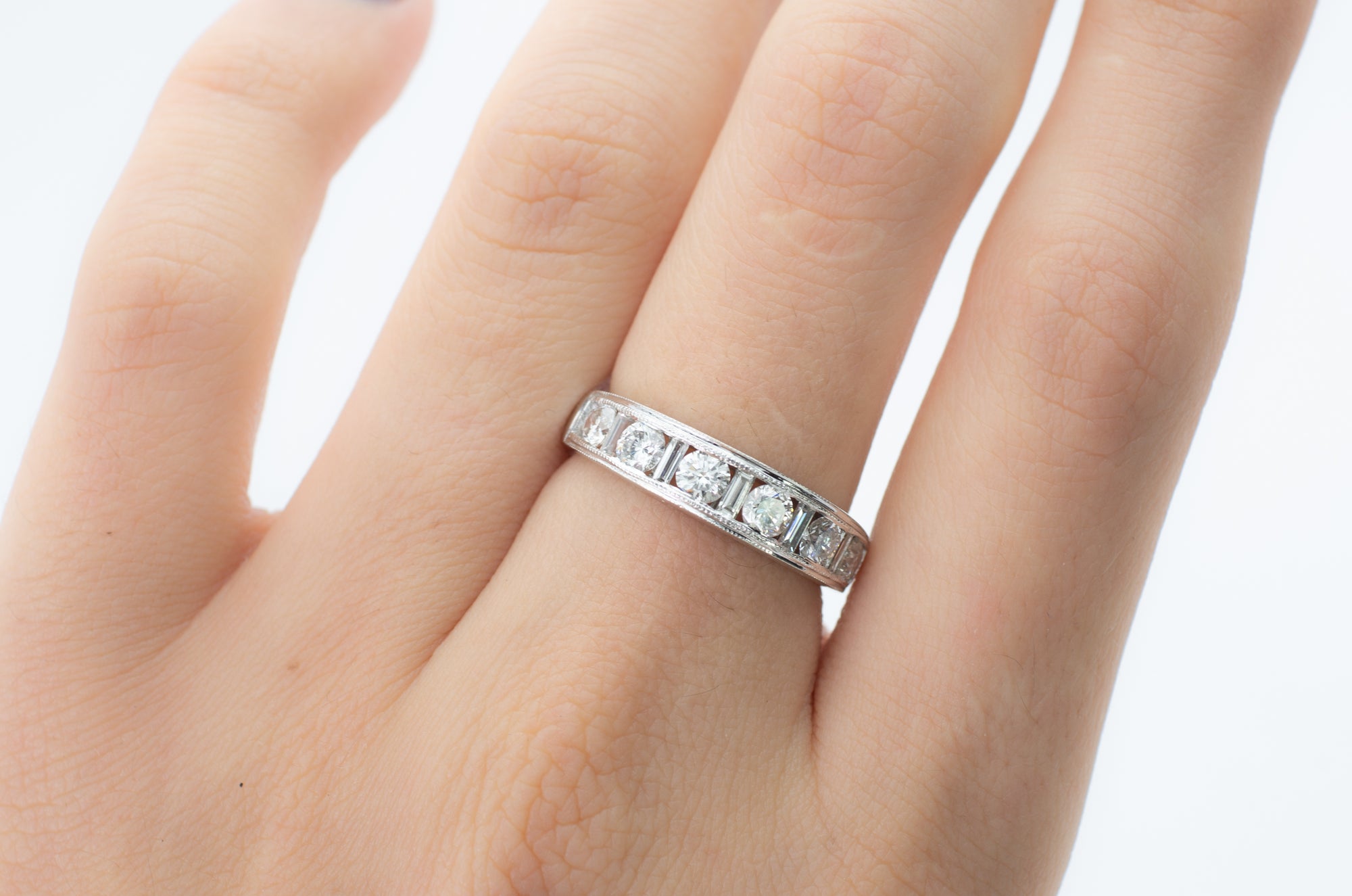 1.10CTW DIAMOND AND BAGUETTE HALF BAND - SinCityFinds Jewelry