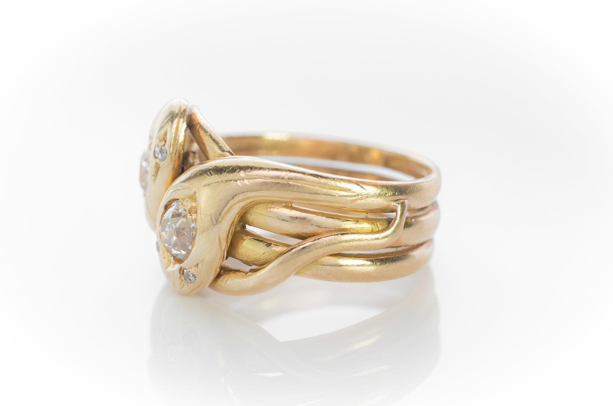 ANTIQUE DOUBLE HEADED DIAMOND SNAKE RING - SinCityFinds Jewelry