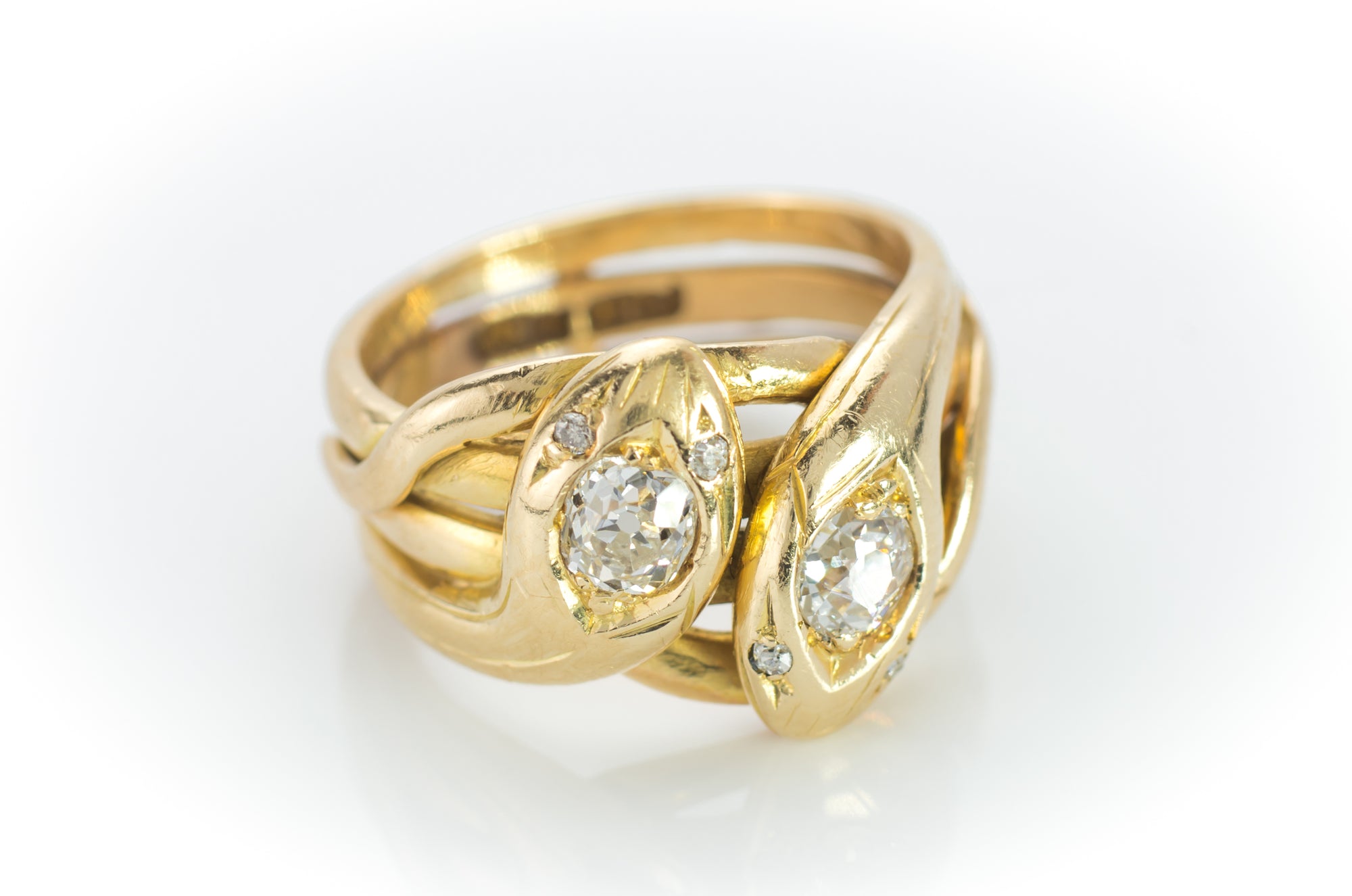 ANTIQUE DOUBLE HEADED DIAMOND SNAKE RING - SinCityFinds Jewelry