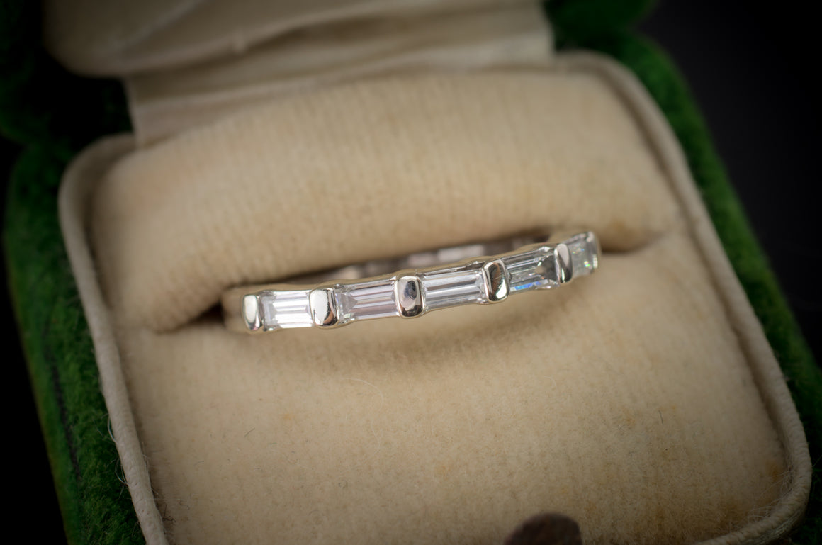 0.50CTW LONG BAGUETTE HALF ETERNITY BAND - SinCityFinds Jewelry