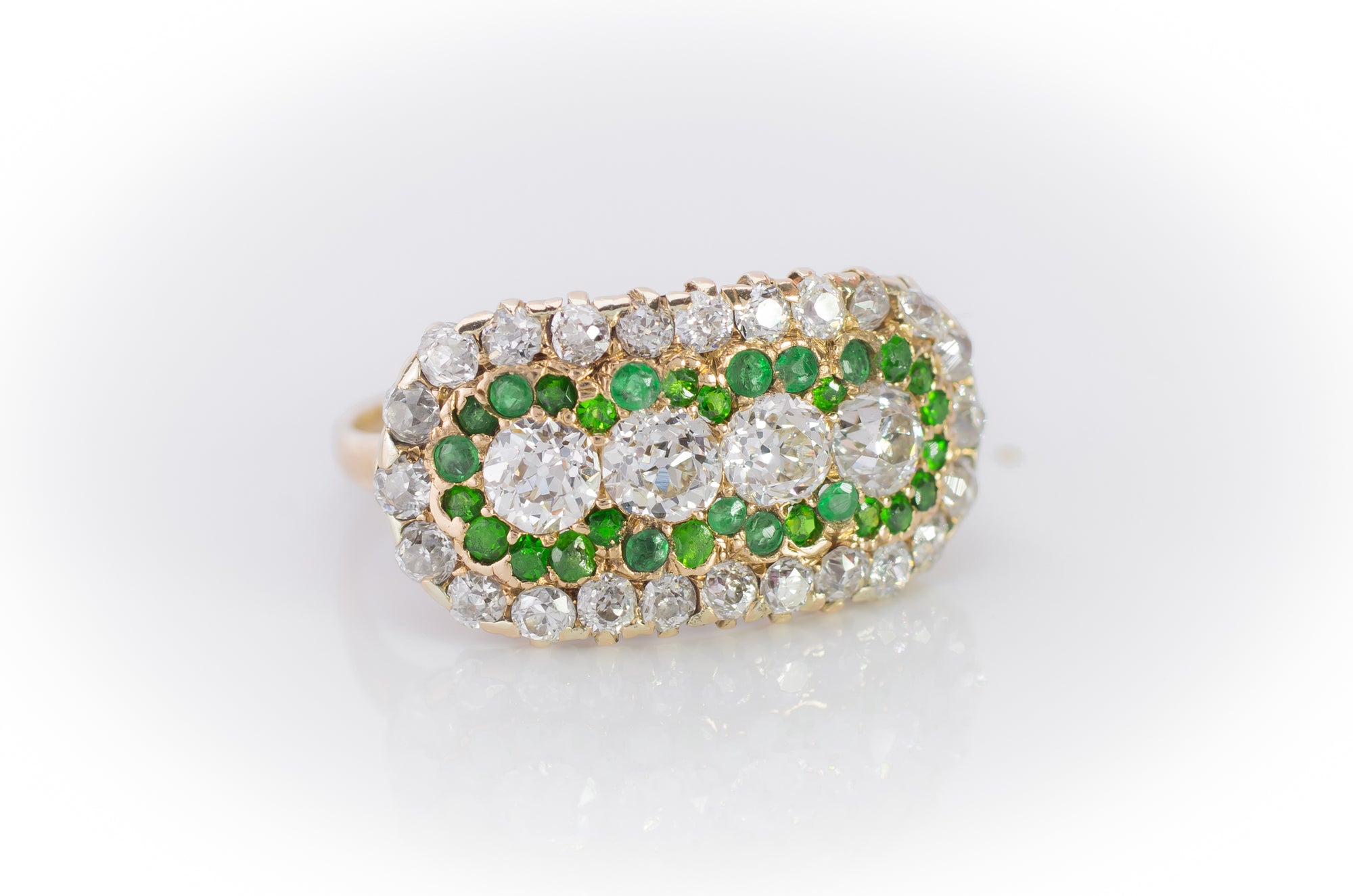 OLD EUROPEAN CUT DIAMOND AND EMERALD RING - SinCityFinds Jewelry