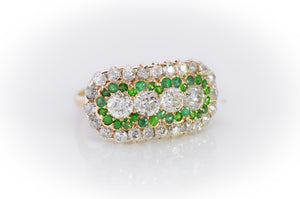 OLD EUROPEAN CUT DIAMOND AND EMERALD RING - SinCityFinds Jewelry