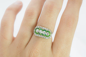 OLD EUROPEAN CUT DIAMOND AND EMERALD RING - SinCityFinds Jewelry