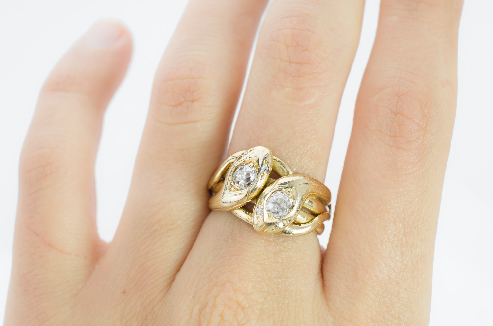 ANTIQUE DOUBLE HEADED DIAMOND SNAKE RING - SinCityFinds Jewelry