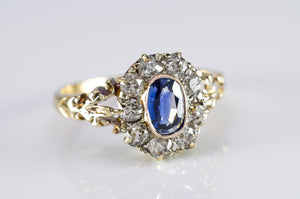 ANTIQUE SAPPHIRE AND OLD MINE CUT RING - SinCityFinds Jewelry