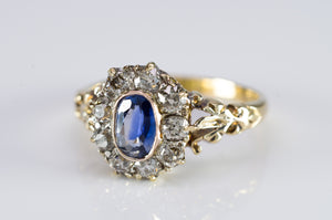 ANTIQUE SAPPHIRE AND OLD MINE CUT RING - SinCityFinds Jewelry